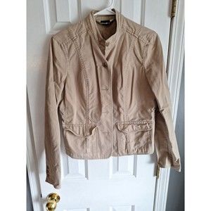 Eddie Bauer Womens 100% Cotton Jacket Size 8 Beige Casual Trucker